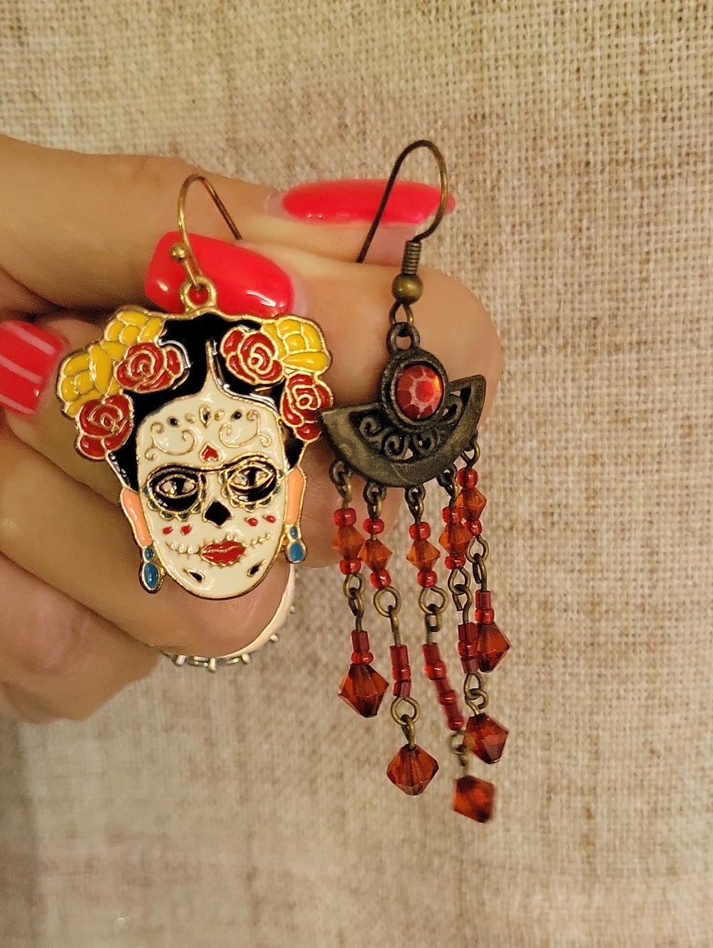 Betsey Johnson Calavera Dia de los Muertos Statement Earrings